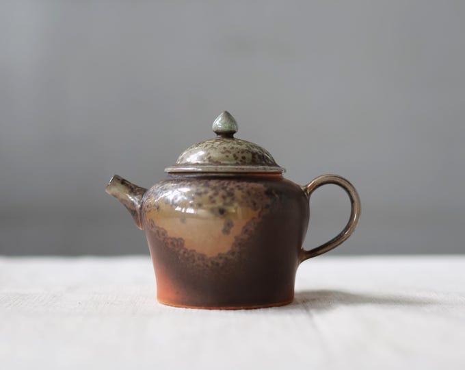 175ml Jingdezhen Handmade Wood Fired Teapot-Wood-fired Ash Effects