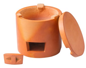 Handmade Chaozhou Pottery Charcoal Stove with Cover 123*100mm(Dia.*H)