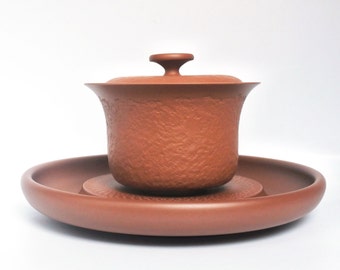 110ml Handmade Chaozhou Red Clay Gaiwan with Holder