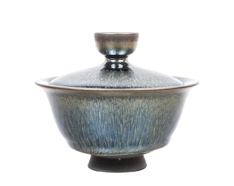 160ml Handmade Blue Silver Rabbit Hair Jianzhan Tenmoku Gaiwan
