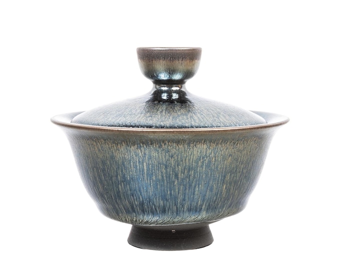 160ml Handmade Blue Silver Rabbit Hair Jianzhan Tenmoku Gaiwan