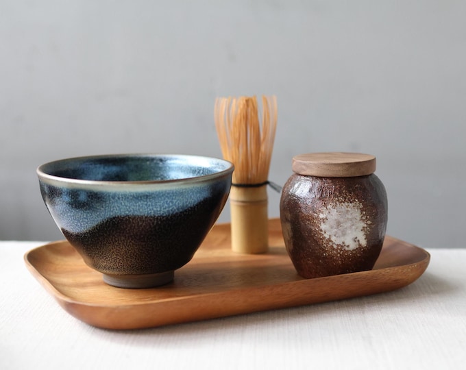 275ml 9.3 oz Jianzhan Tenmoku Tea Bowl - "Blue Dragon Scale" Pattern Tenmoku Chawan