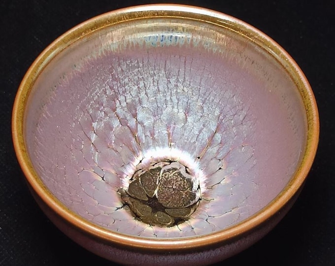 Jianzhan tenmoku Tea Bowl -purple golden oil spot pattern-handmade Chawan