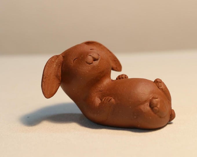 Handmade Red Clay Rabbit Tea Pet