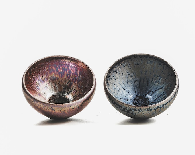 Pair Cups 7.5/4.8cm Jianzhan Tenmoku Tea Bowl,Oil Spot Tea Bowl