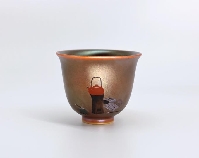 70 ml / 2.37 oz Jingdezhen Wood‑Fired Teacup – Hand‑Painted “Tea Ceremony” Host Cup