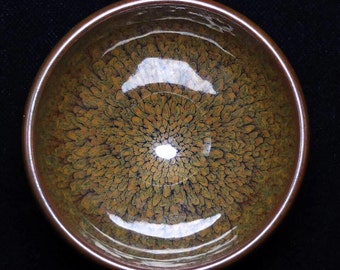 Jianzhan tenmoku Tea Bowl -Chrysanthemum Pattern-Handmade Chawan