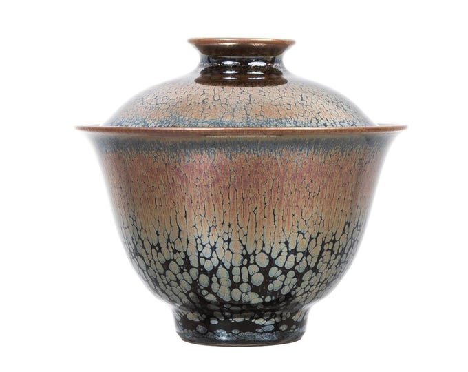 100ml Handmade Oil Spot Jianzhan Tenmoku Gaiwan,Thin and Light Body