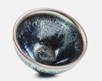 275 ml / 9,3 oz Jianzhan Tenmoku Tazón de té-Aceite Spot Tenmoku Chawan