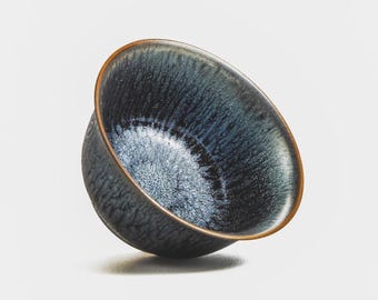 7.8/4.6cm 90ml Handmade Blue Oil Spot Jianzhan Tianmu Tenmoku Tea Bowl
