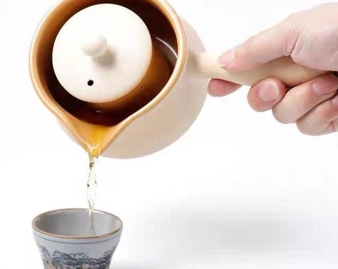 500ml / 16.9 oz Chaozhou White Clay Tea Pot, Side Handle Cooking Pot