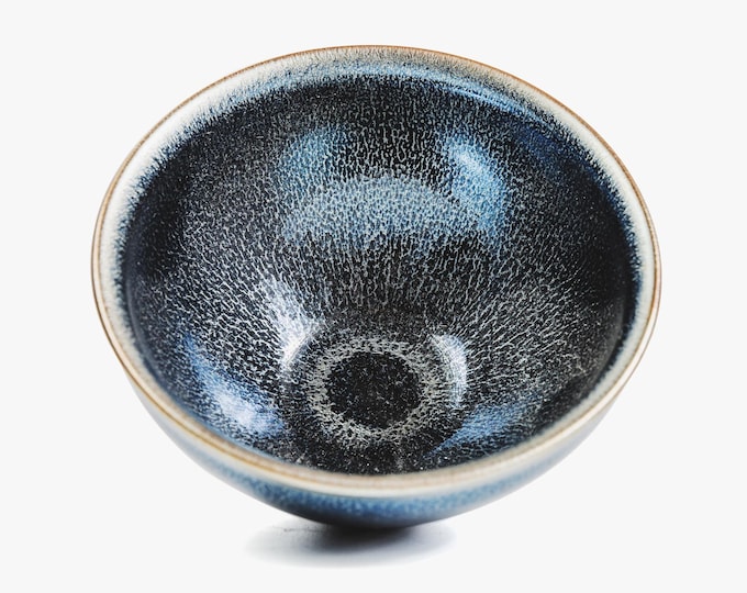 12.5*7.5cm Jianzhan Tenmoku Tea Bowl-Blue Dragon Scale Pattern Tenmoku Chawan