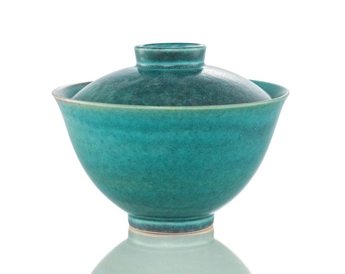 160ml Jingdezhen Kiln Transmutation Dark Green Gaiwan