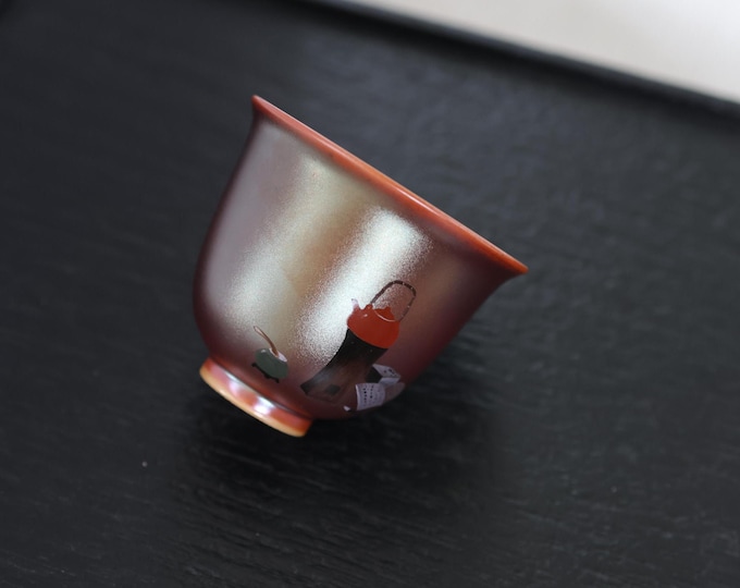 70 ml / 2.37 oz Jingdezhen Wood‑Fired Teacup, Hand‑Painted “Tea Ceremony” Host Cup