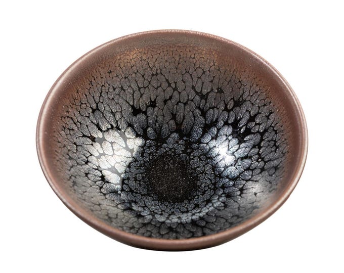 9.2*4cm 100ml Handmade Silver Oil Spot Jianzhan Tenmoku Tea Bowl