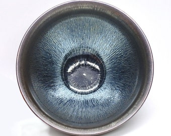 275ml / 9.3 fl oz Jianzhan Tenmoku Matcha Tea Bowl – Silver Rabbit Hair Tenmoku Chawan
