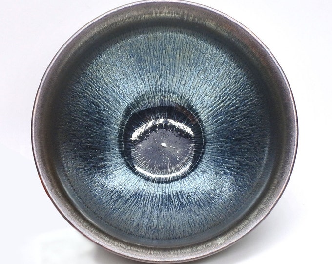12.5*7.5cm Jianzhan Tenmoku  matcha bowl-Silver Rabbit Hair Tenmoku Cha Wan