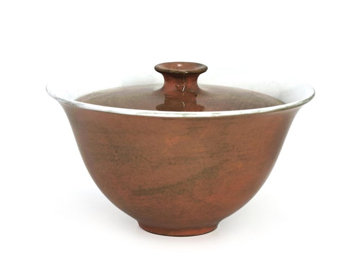 110ml / 3.72 oz Jingdezhen Handmade Fenyin Gaiwan - Orange