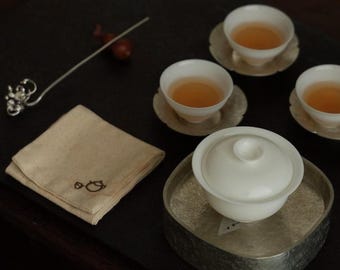 90cc Chaozhou White Porcelain Gaiwan Set, 1pcs Gaiwan& 3pcs Tea Cups