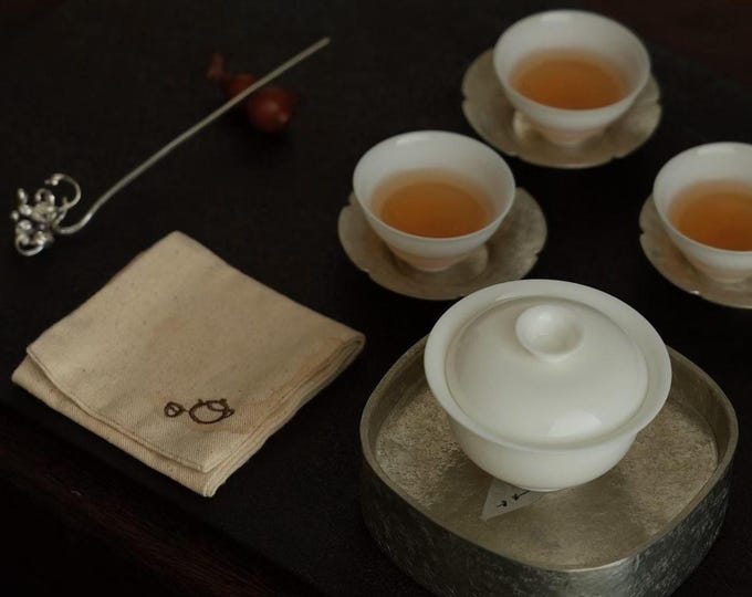 90cc Chaozhou White Porcelain Gaiwan Set, 1pcs Gaiwan& 3pcs Tea Cups