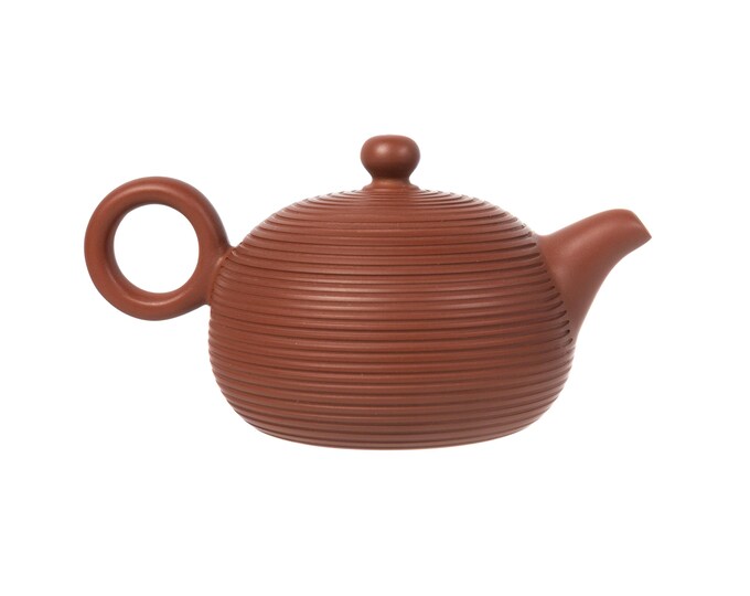 130ml Chaozhou Handmade Red Clay Teapot,Thousand Thread Shaped Teapot for Oolong tea-Chinese Gongfu teawares