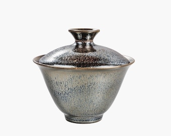 140ml Jianzhan Tenmoku Gaiwan-handmade Rose Gold Oil Drop Gaiwan-Chinese Gongfu Teaware-Jianwares