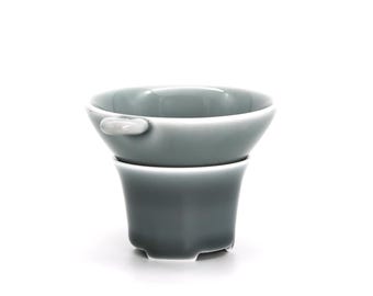 Gray Ceramic Tea Filter with Holder