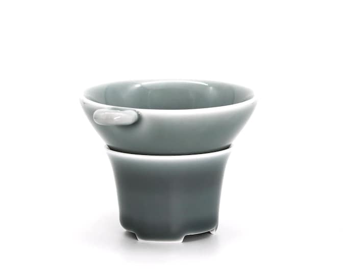 Gray Ceramic Tea Filter with Holder