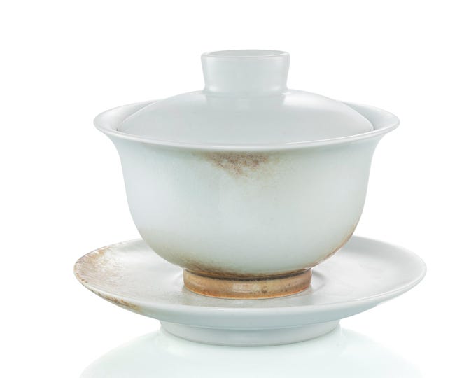 140ml Jingdezhen Kiln Transmutation White&Brown Gaiwan