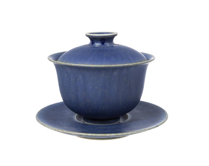 140ml Jingdezhen Kiln Transmutation Matte Blue Gaiwan