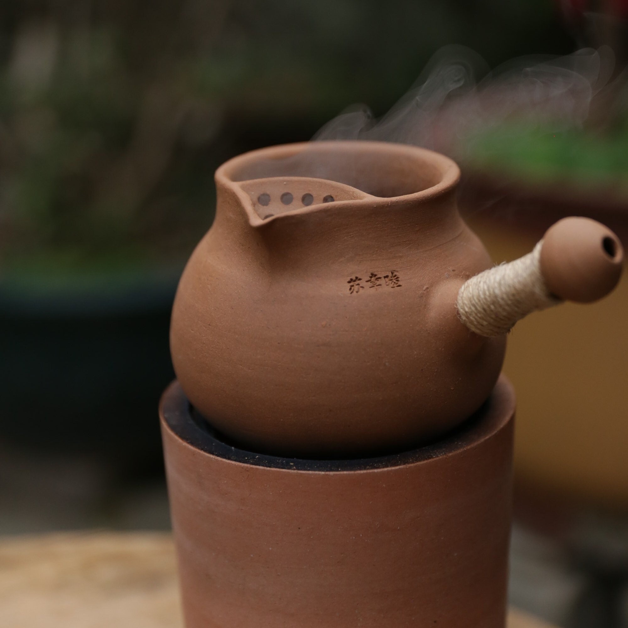 Big Teapot, Wheel Thrown, Natural Wood Handle, Cream 60 Oz Teapot