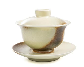 140ml/ 4.73 oz Jingdezhen Kiln Transmutation Yellow&Brown Gaiwan