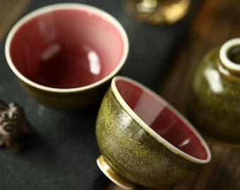 Set of 2PCS 50ml Handmade Matcha Lang Hong Glaze Tea Cup