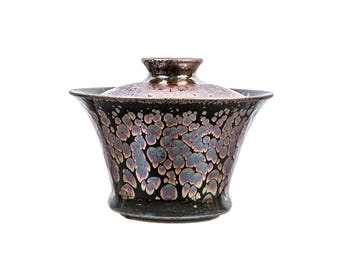 9.8*6cm 120ml Handmade Purple Oil Spot Jianzhan Tenmoku Gaiwan