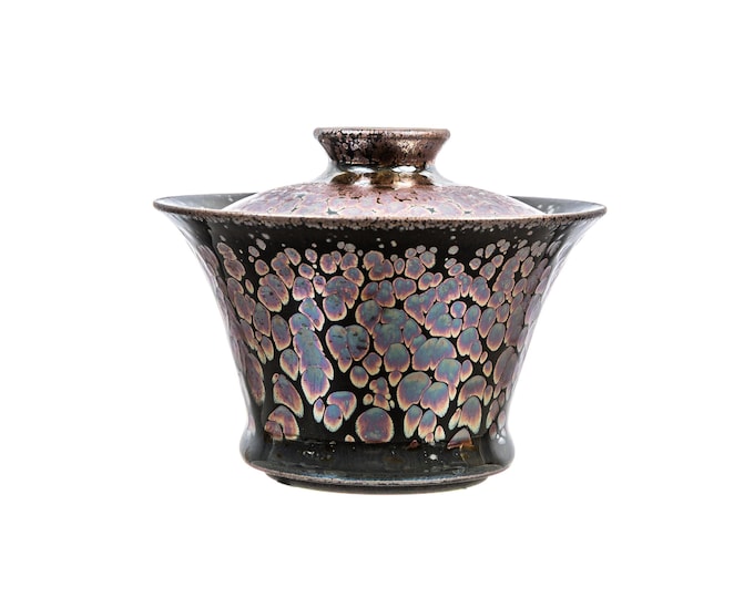 9.8*6cm 120ml Handmade Purple Oil Spot Jianzhan Tenmoku Gaiwan