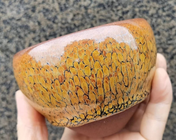 9.5/6.5cm Handmade Yellow Partridge Speckle Jianzhan tenmoku Tea Bowl