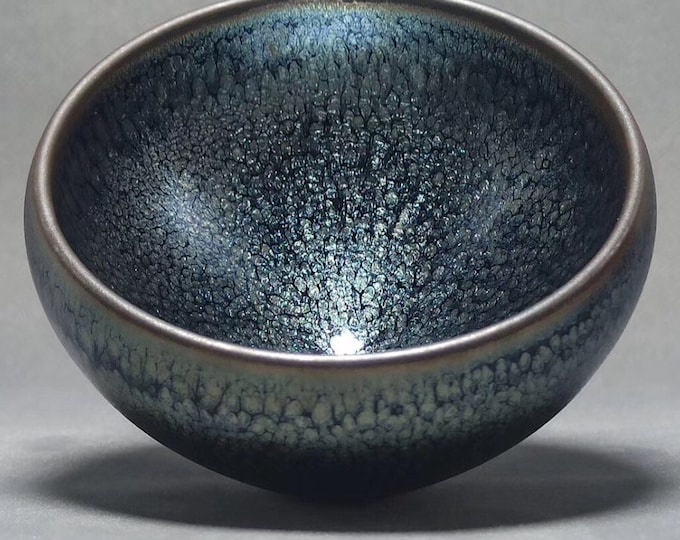 9.5*6.2cm Jianzhan Tenmoku Tea Bowl-Blue Oil Spot Tea Bowl Chawan