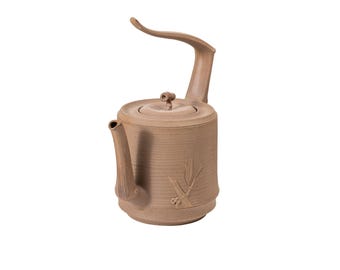 600ml Handmade Chaozhou Top Handle Kettle, Bamboo Carved Kettle for Carbon Stove and Electric Stove