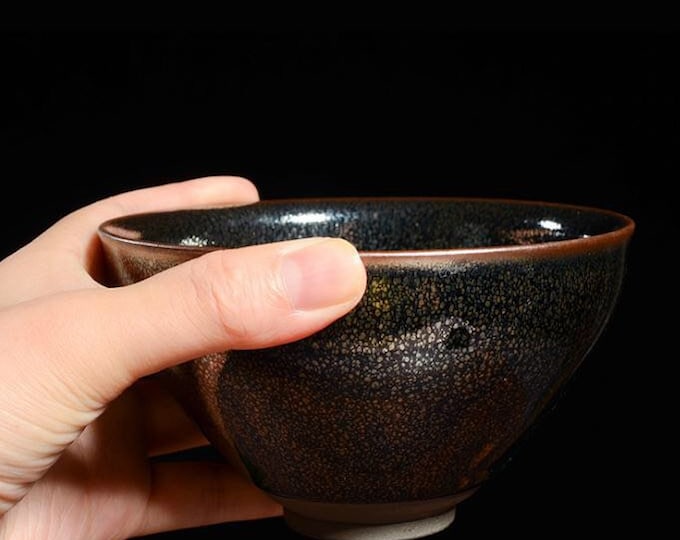 12.5*7.5cm tenmoku glaze oil spot Jianzhan tea cup-handmade matcha tea bowl
