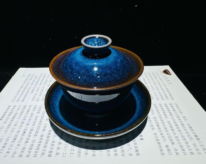 120ml Handmade Oceam Blue Tenmoku Gaiwan