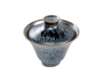 80ml/120ml/140ml Jianzhan Tenmoku Gaiwan - Blue Baihua Jianzhan - Chinese Gongfu Teaware