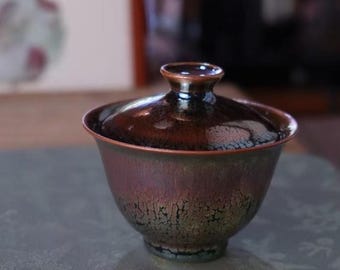 120ml Handmade Purple Oil Spot Jianzhan Tenmoku Gaiwan