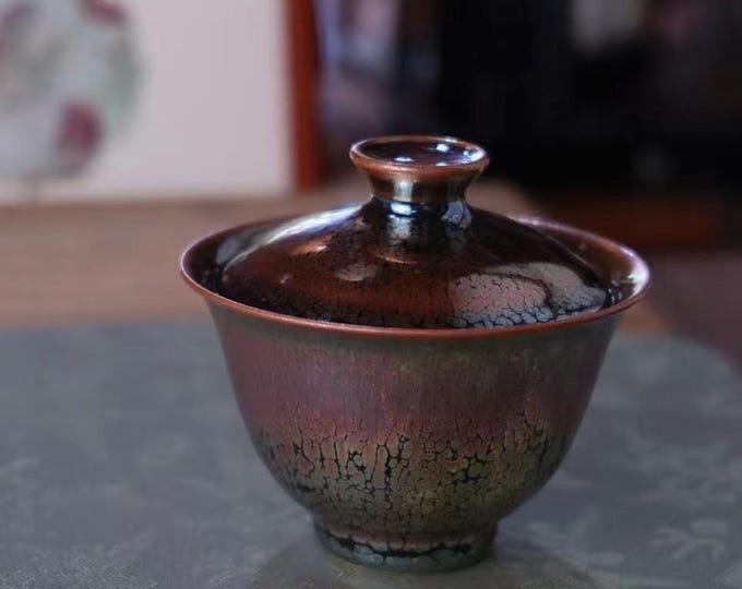 120ml Handmade Purple Oil Spot Jianzhan Tenmoku Gaiwan