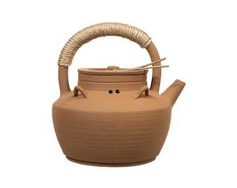 Handmade Chaozhou Red Clay Kettle, Top Handle, 600ml