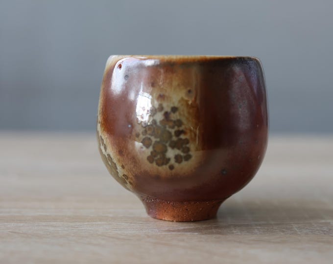 120ml Wood Fired Handheld Tea Cup, Handmade Natural Ash