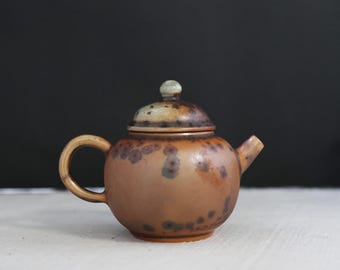 100ml / 3.38 oz Jingdezhen Handmade Wood Fired Mini Teapot - Natural Ash Glaze