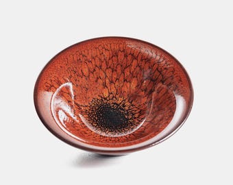 10.5*5cm Handmade Red Partridge Jianzhan Tenmoku Tea Cup