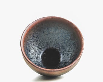 9/5.5cm Handmade "Silver Rabbit Hair"Tenmoku Tea Bowl,Jianzhan Tenmoku Jianwares