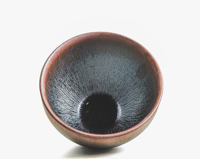9/5.5cm Handmade "Silver Rabbit Hair"Tenmoku Tea Bowl,Jianzhan Tenmoku Jianwares