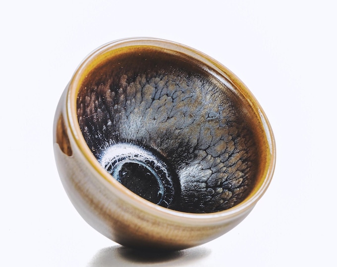 8.7/6.5cm Oil Spot Jianzhan Tenmoku Tea Cup,Chinese Jianzhan Gourd Shaped Tea Cup